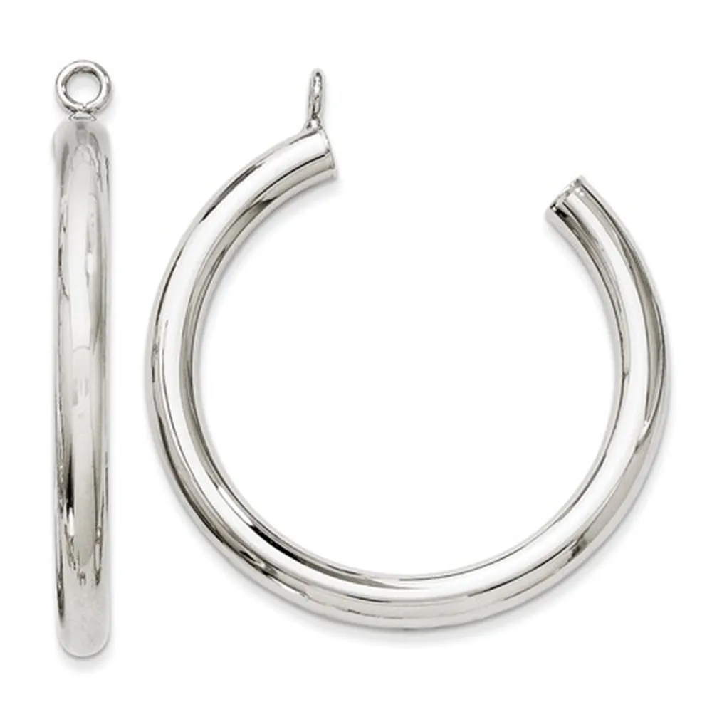 14k White Gold Round Hoop Earring Jackets