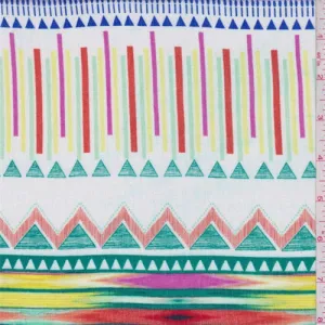 2 1/2 YD PC-White Multi Aztec Rayon Crepe Fabric