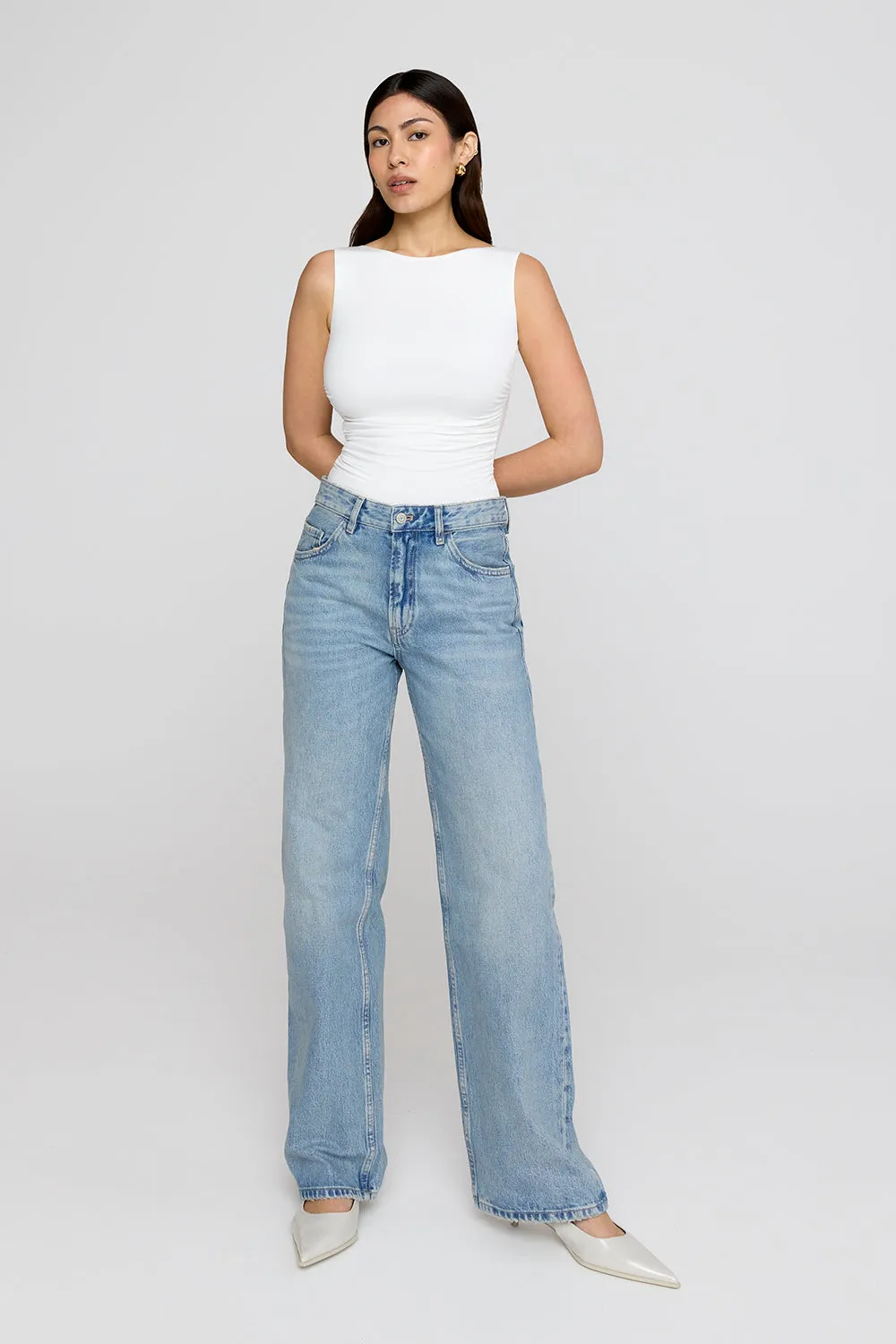 365 RUCHED SIDE OPEN BACK TOP - COCONUT MILK