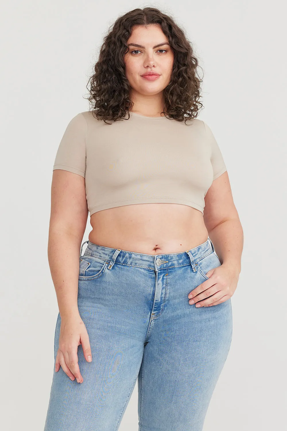 365 SHORT SLEEVE CROP T-SHIRT - SAND