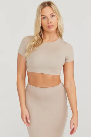 365 SHORT SLEEVE CROP T-SHIRT - SAND