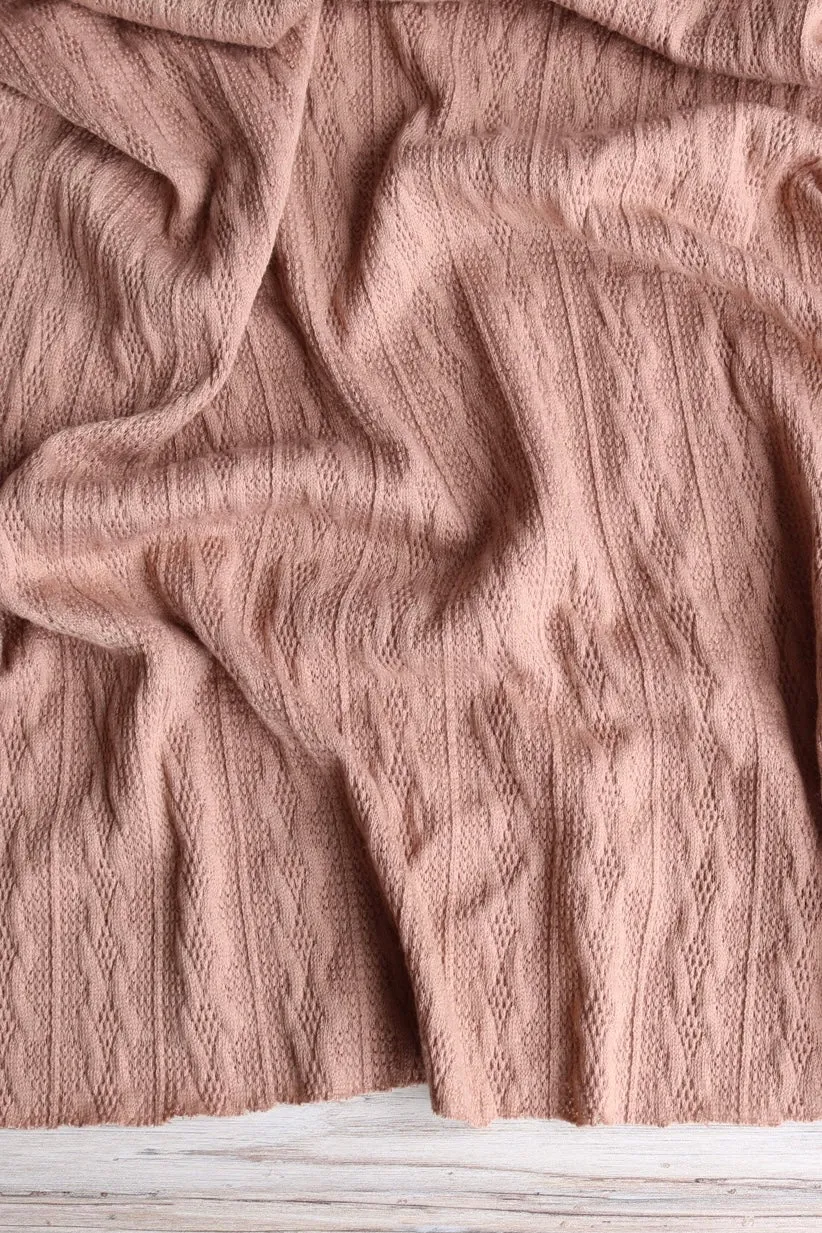 5YD 4IN REMNANT; Latte Salida Cabled Sweater Knit