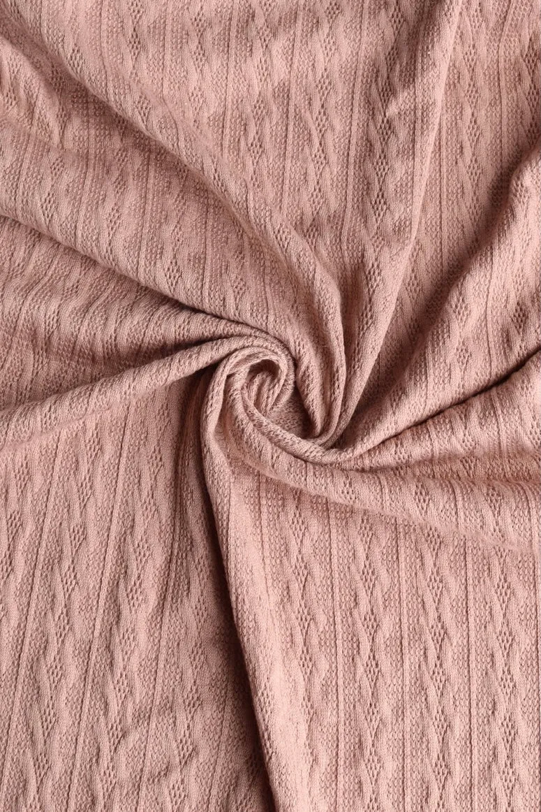 5YD 4IN REMNANT; Latte Salida Cabled Sweater Knit