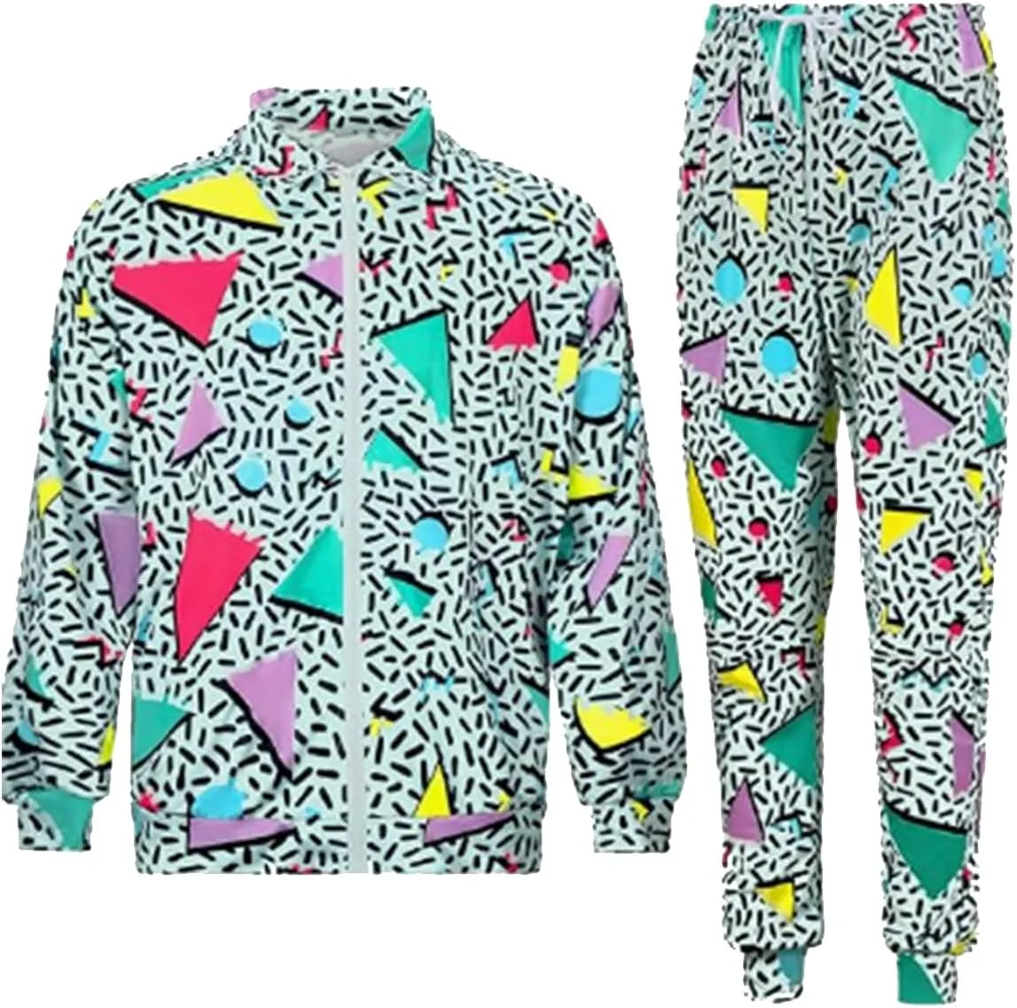 80s 90s Tracksuit for Men Women Retro Hip Hop Outfit Track Suit Windbreaker Set for Couples Costume