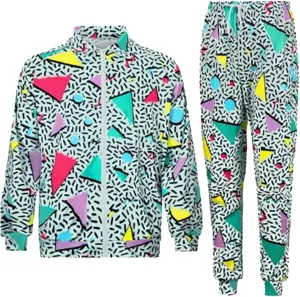 80s 90s Tracksuit for Men Women Retro Hip Hop Outfit Track Suit Windbreaker Set for Couples Costume