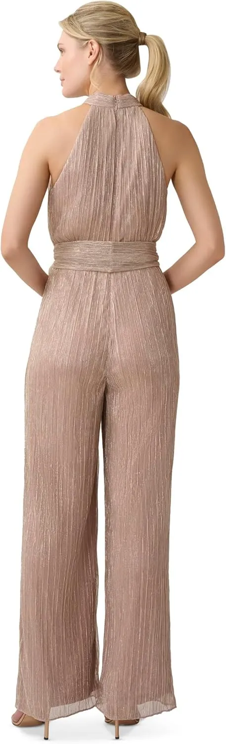 Adrianna Papell womens Metallic Crinkle Jumpsuit