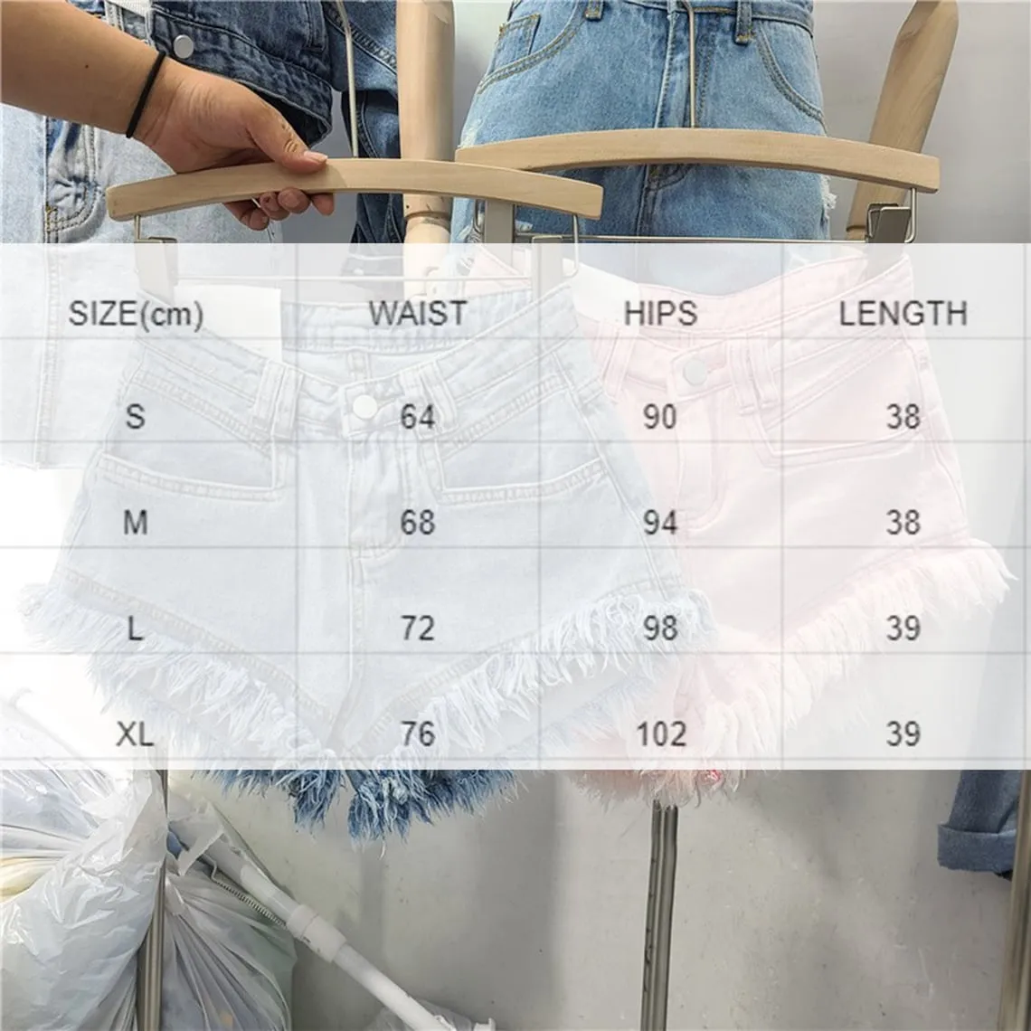 All-match Ripped Tassel Edge Wide Leg Denim Shorts