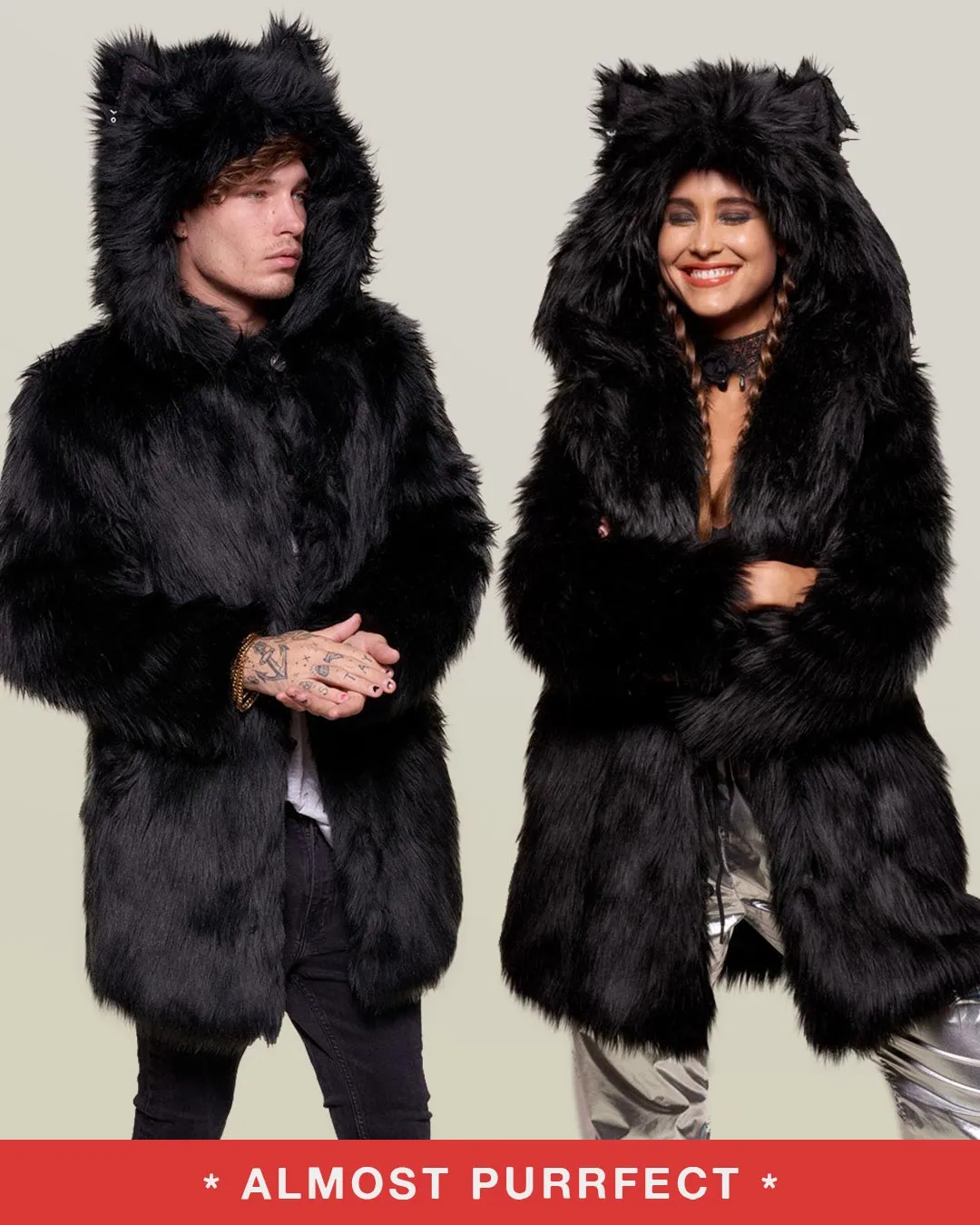 *Almost Purfect* Classic Black Wolf Faux Fur Coat