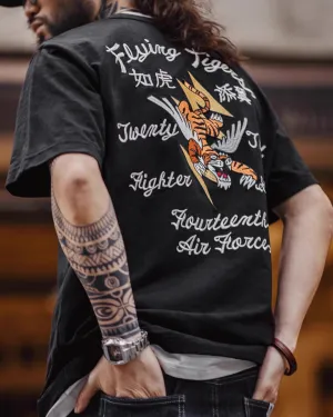 American Retro Embroidered Breathable Right Shoulder Men's T-Shirt