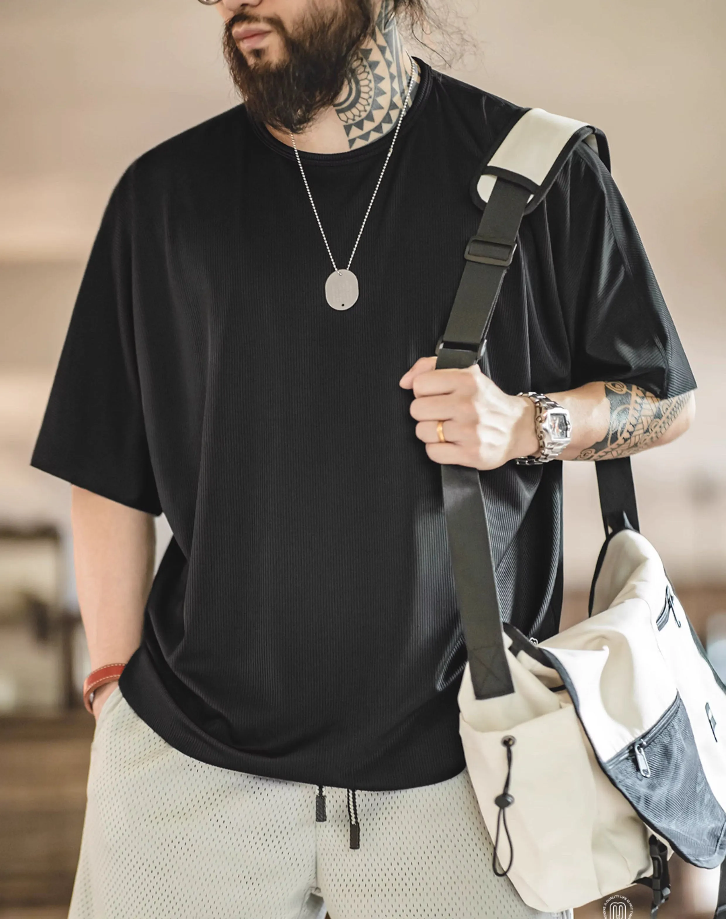 American Technology Cool Ice Silk Knitted Breathable Men's T-Shirt