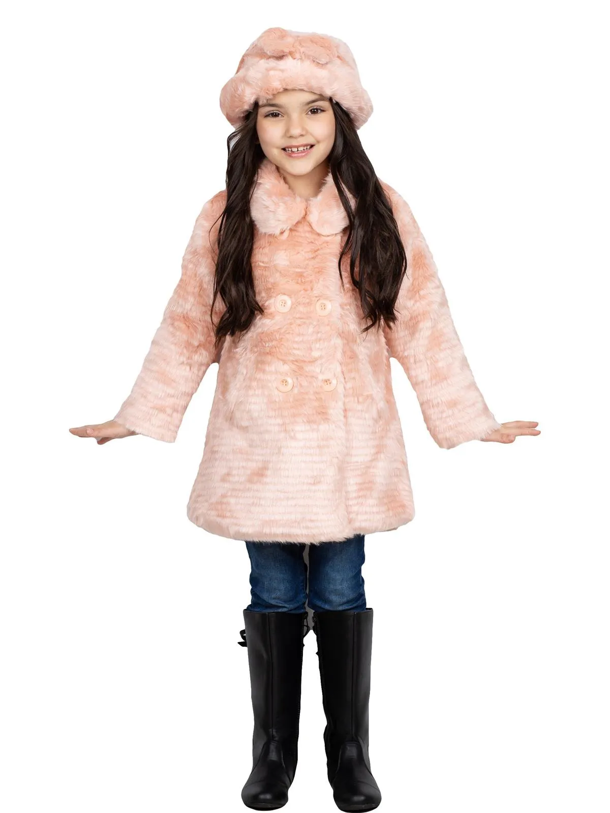 American Widgeon Double Breasted Faux Fur Coat, Mauve Pink
