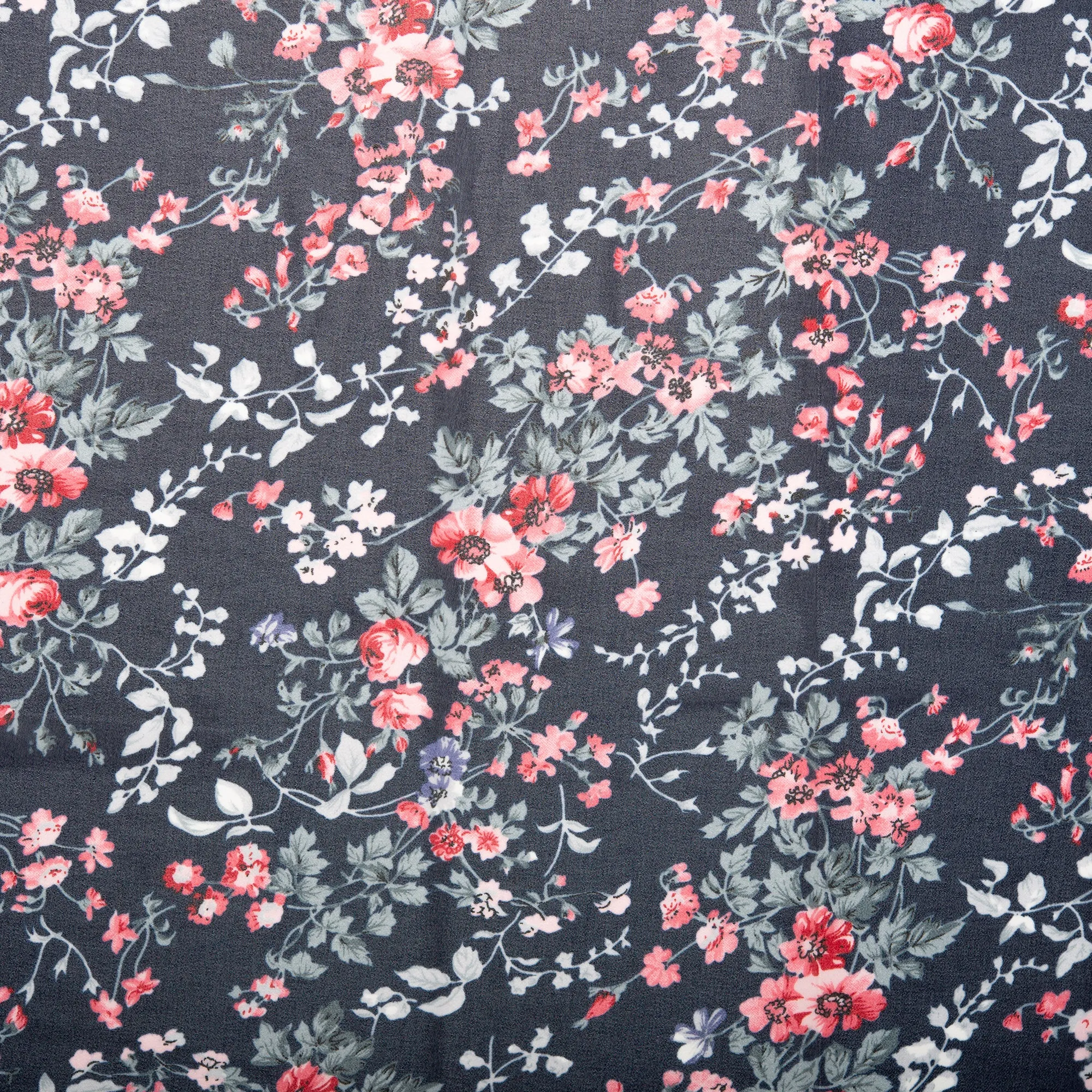 Assorted Polyester Print - Flower branch - Black / Red