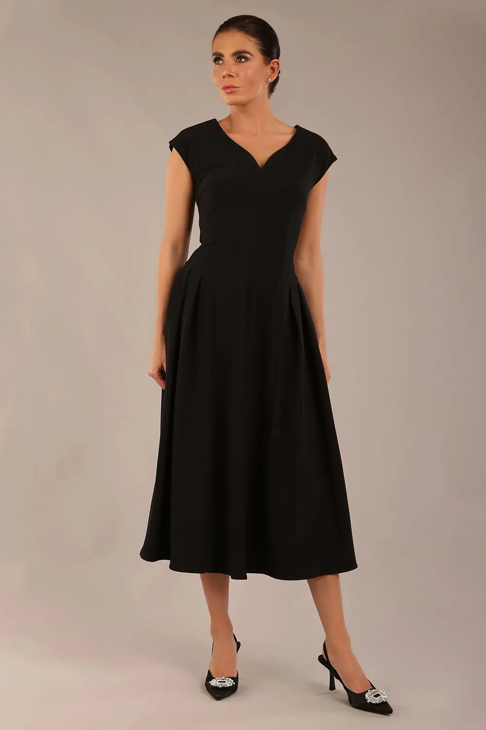 Audrey A-line Midi Dress With Pockets