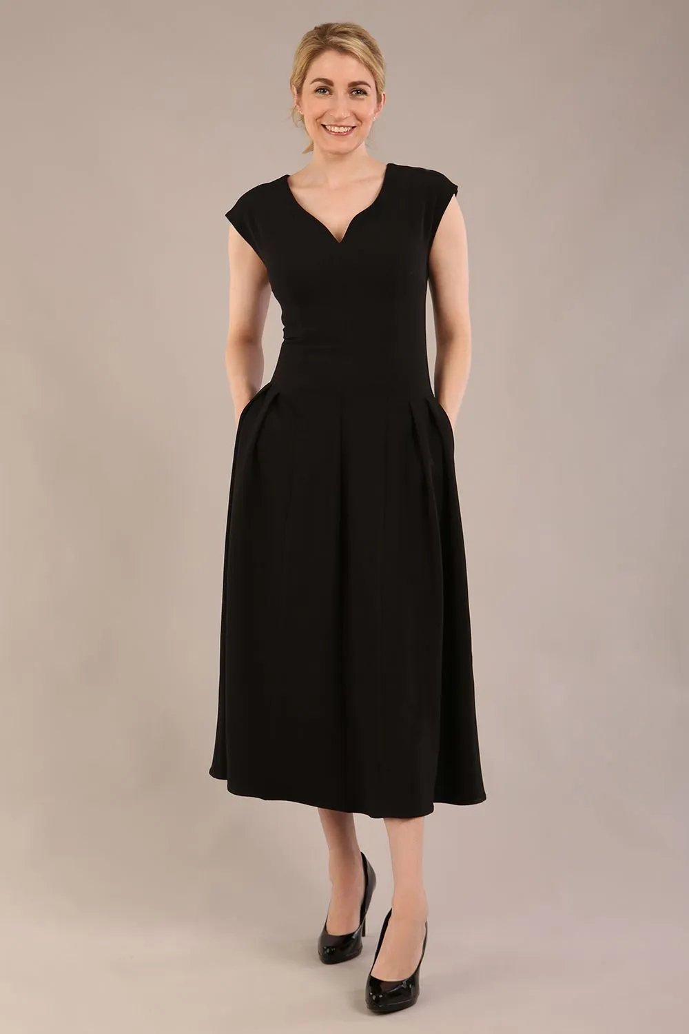 Audrey A-line Midi Dress With Pockets