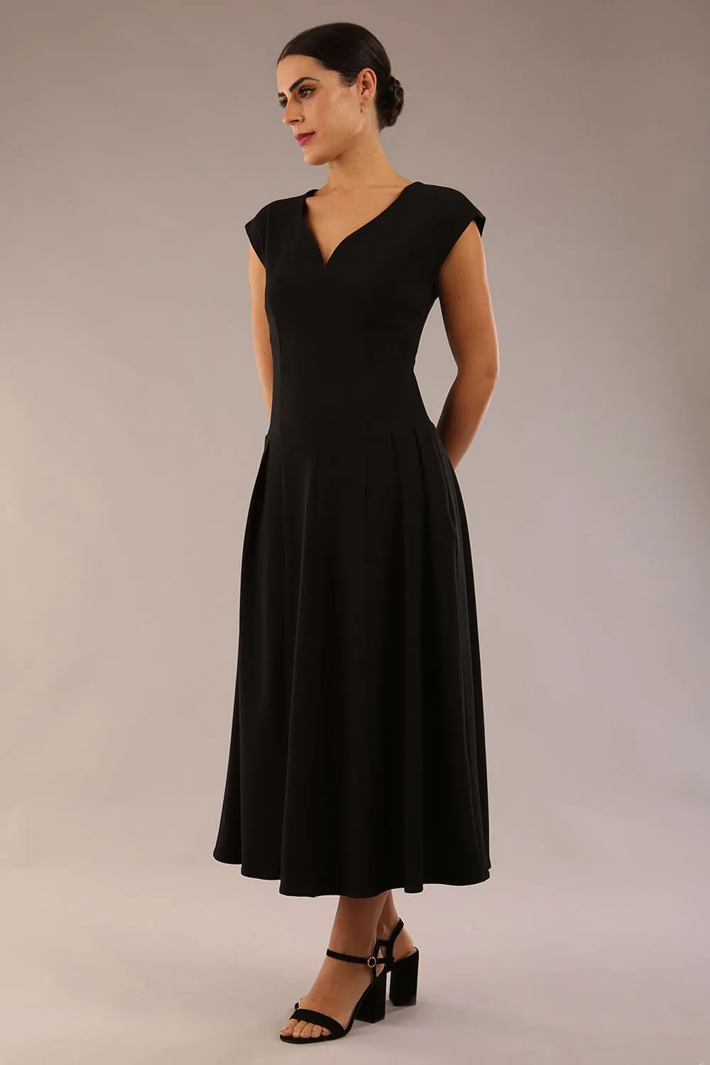 Audrey A-line Midi Dress With Pockets