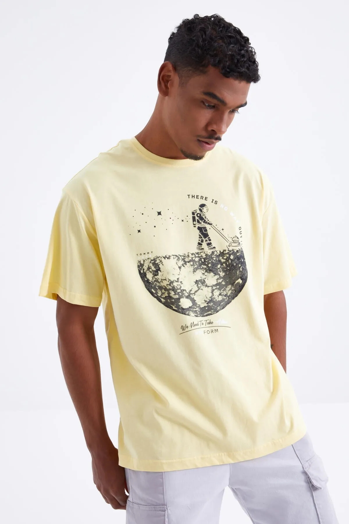 baskili o yaka erkek oversize t-shirt - 88098