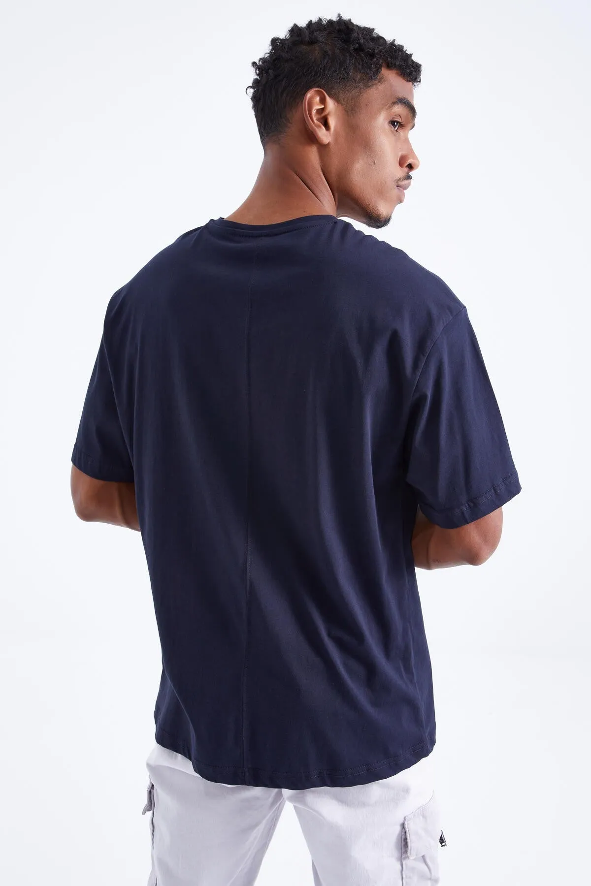 baskili o yaka erkek oversize t-shirt - 88098