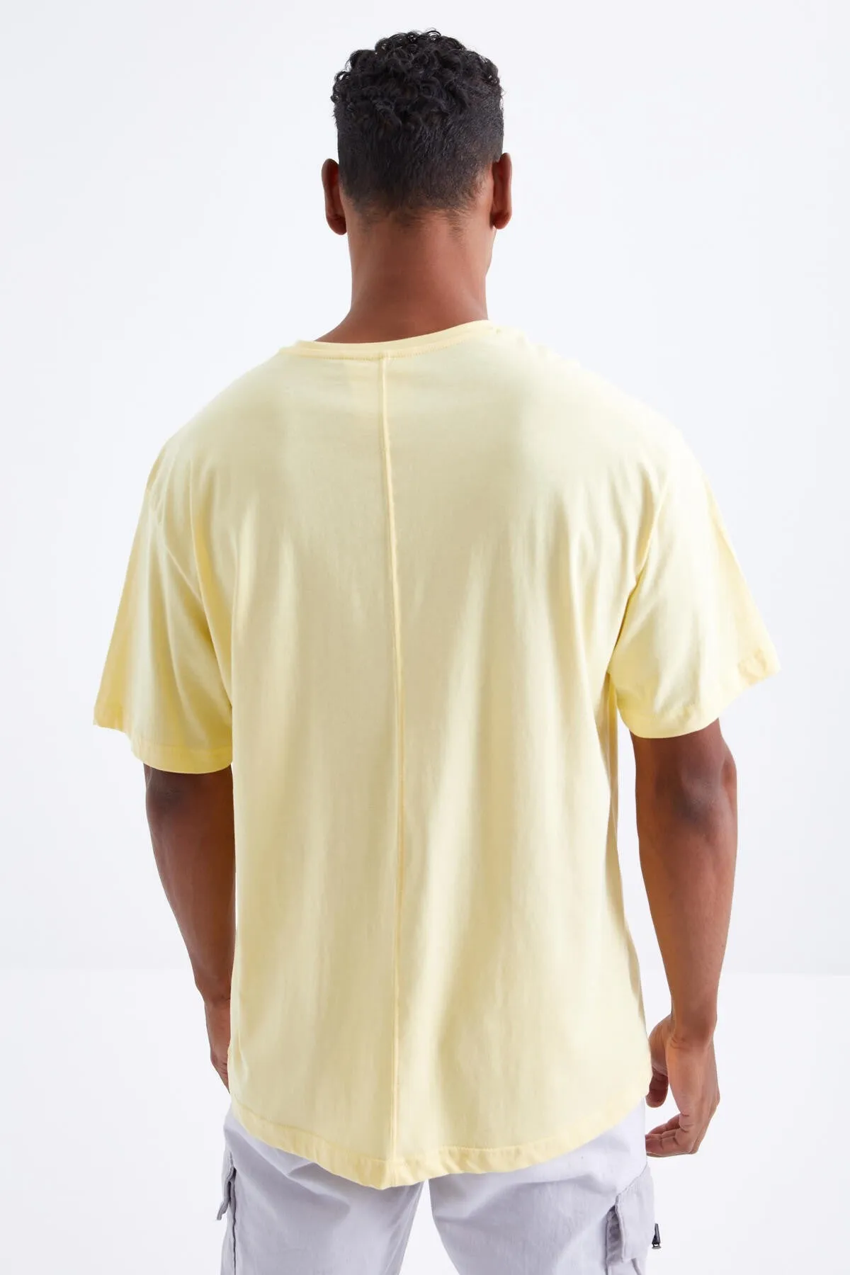 baskili o yaka erkek oversize t-shirt - 88098