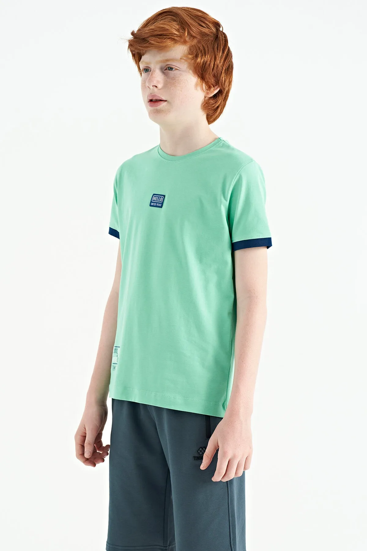 baskili standart kalip o yaka erkek çocuk t-shirt - 11097