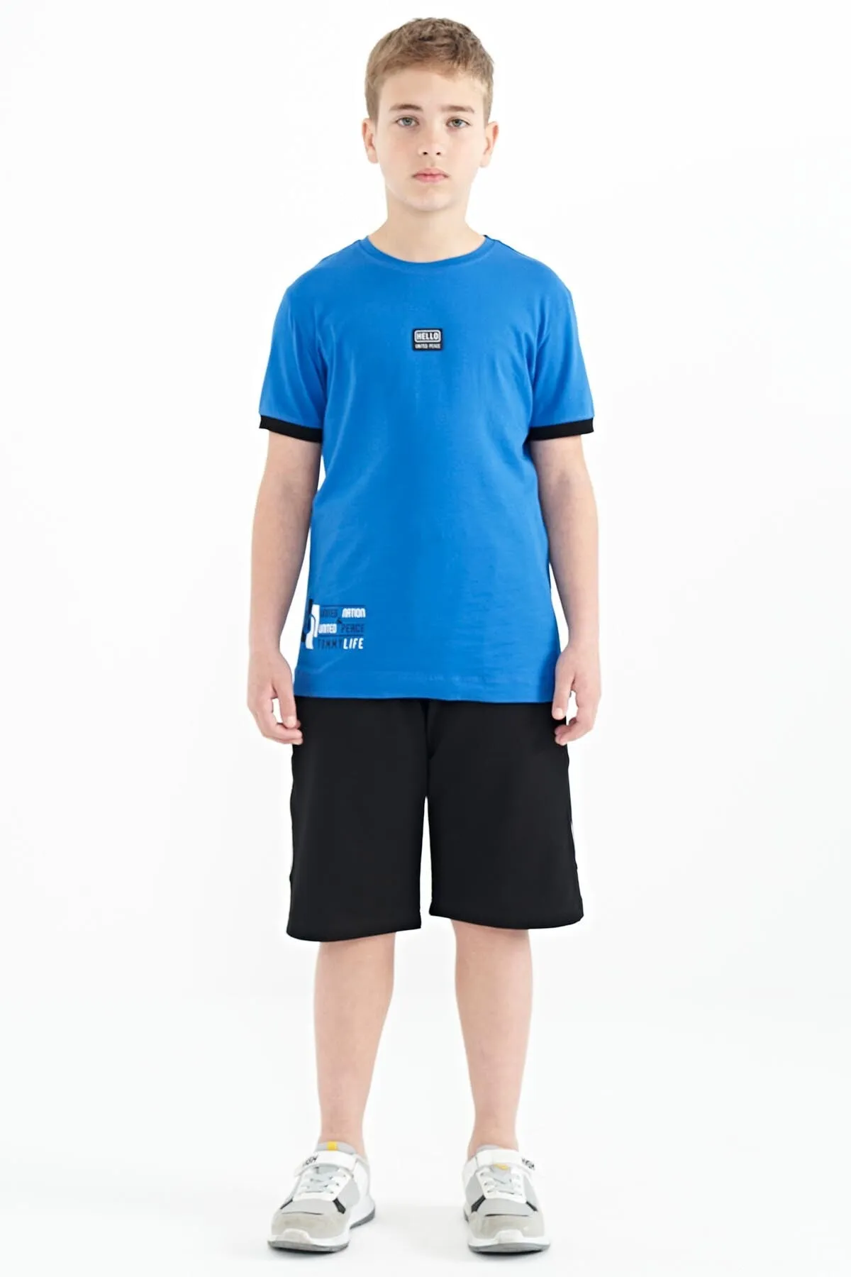 baskili standart kalip o yaka erkek çocuk t-shirt - 11097