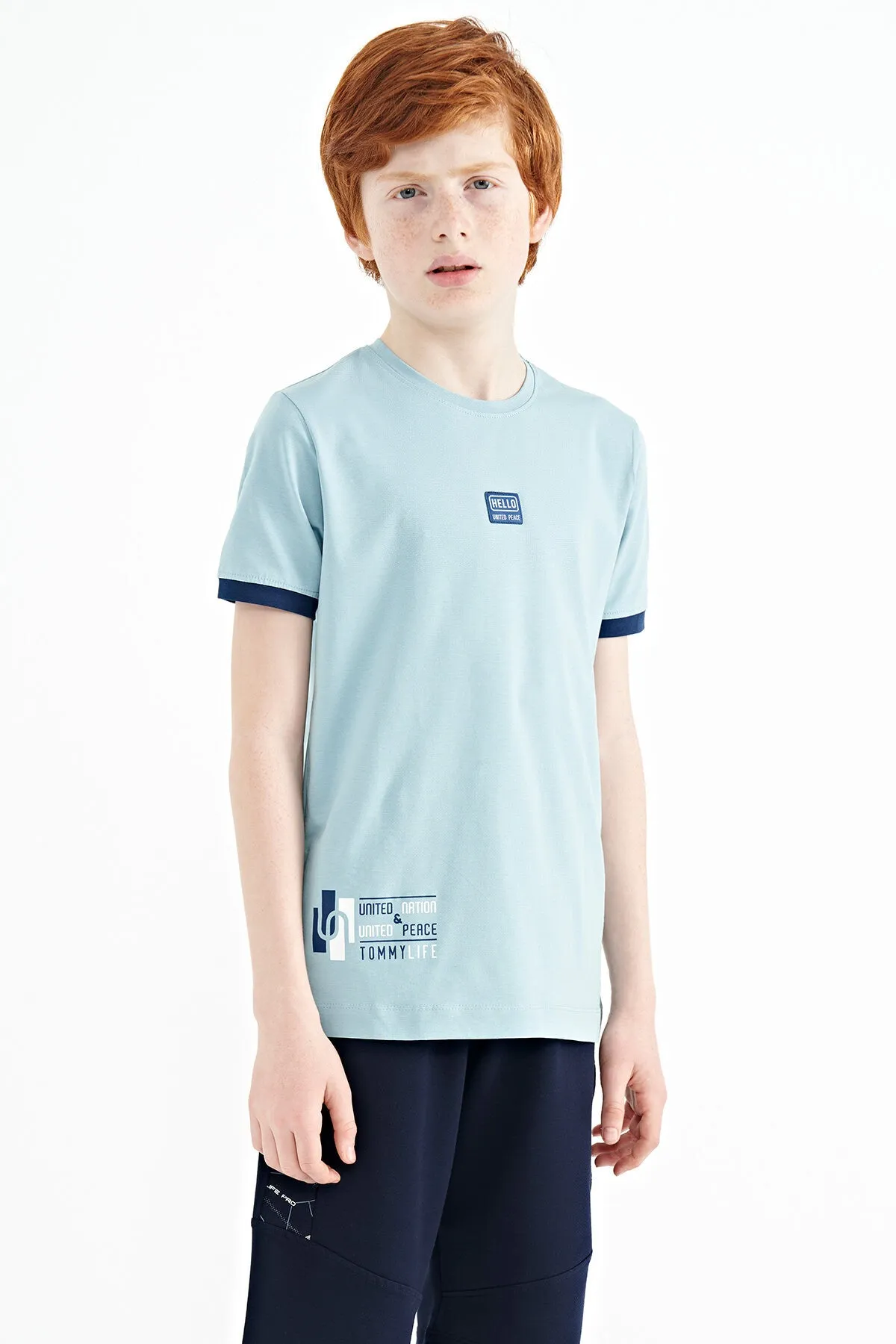 baskili standart kalip o yaka erkek çocuk t-shirt - 11097