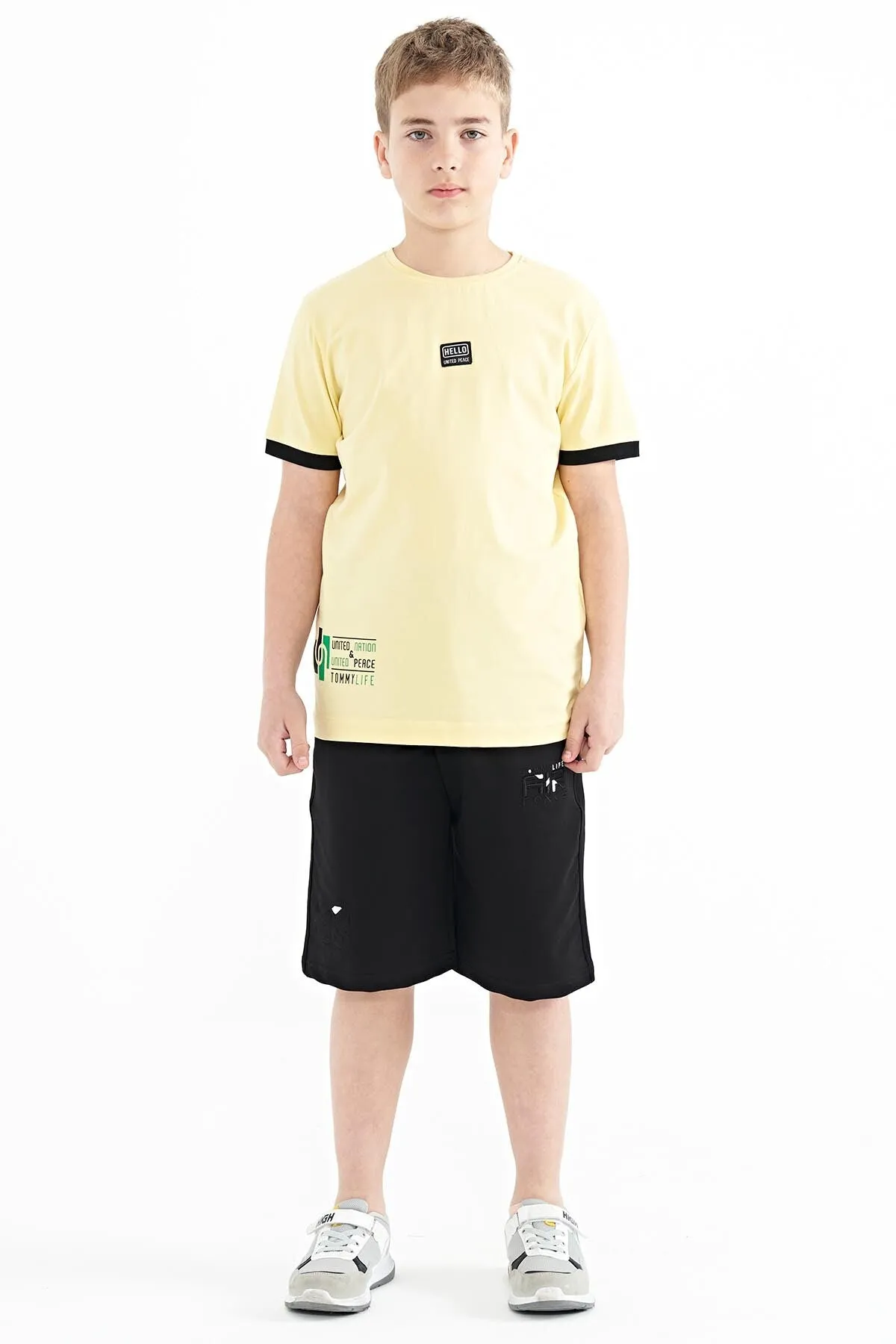 baskili standart kalip o yaka erkek çocuk t-shirt - 11097