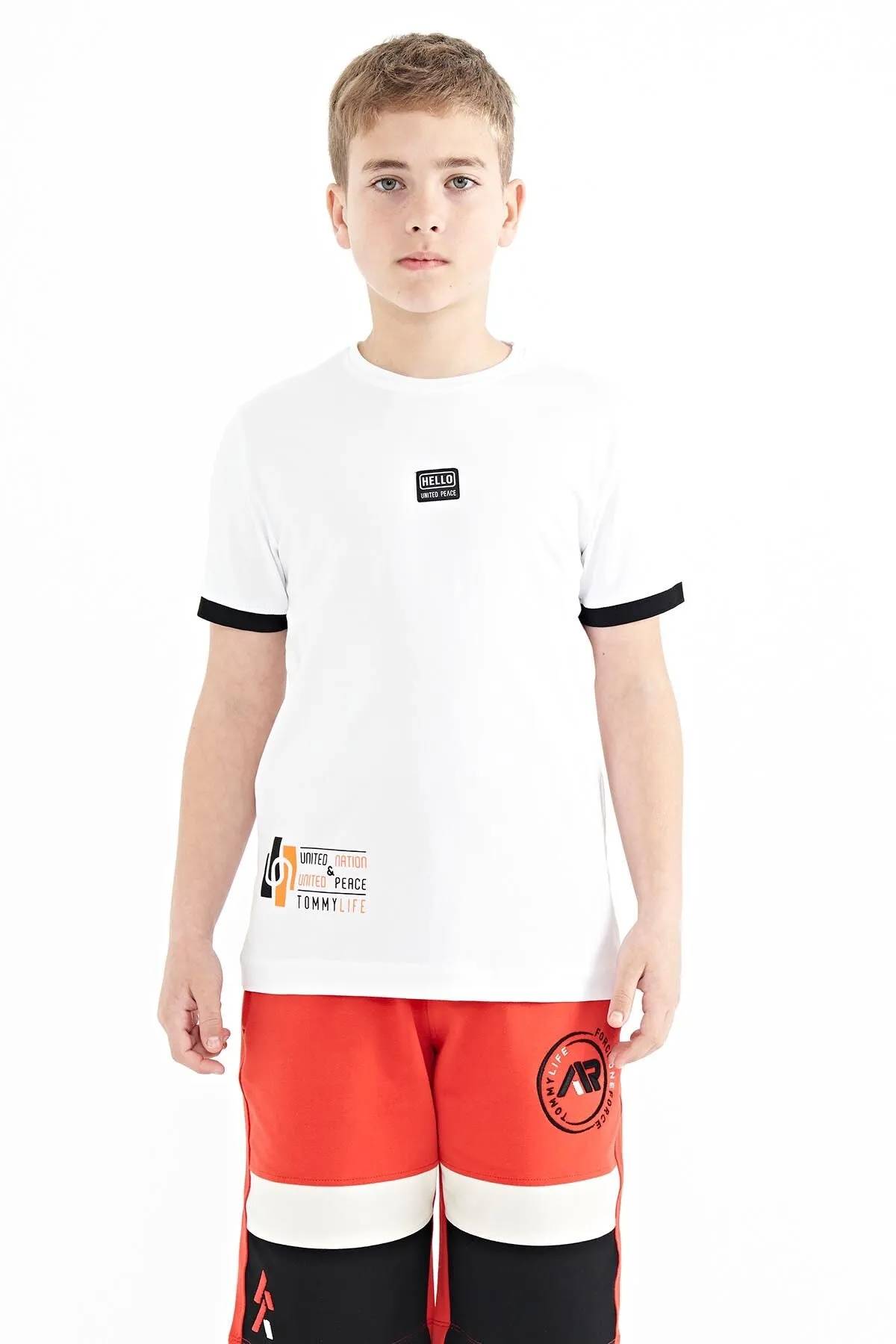 baskili standart kalip o yaka erkek çocuk t-shirt - 11097