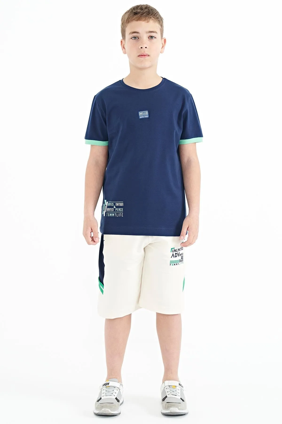 baskili standart kalip o yaka erkek çocuk t-shirt - 11097