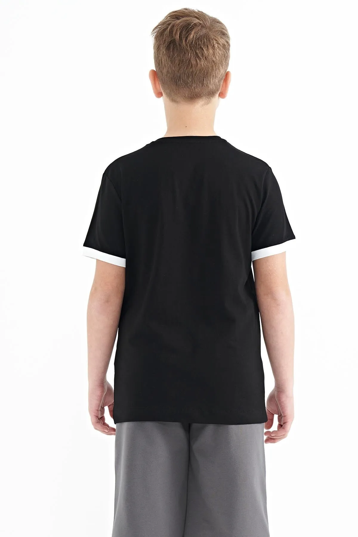 baskili standart kalip o yaka erkek çocuk t-shirt - 11097