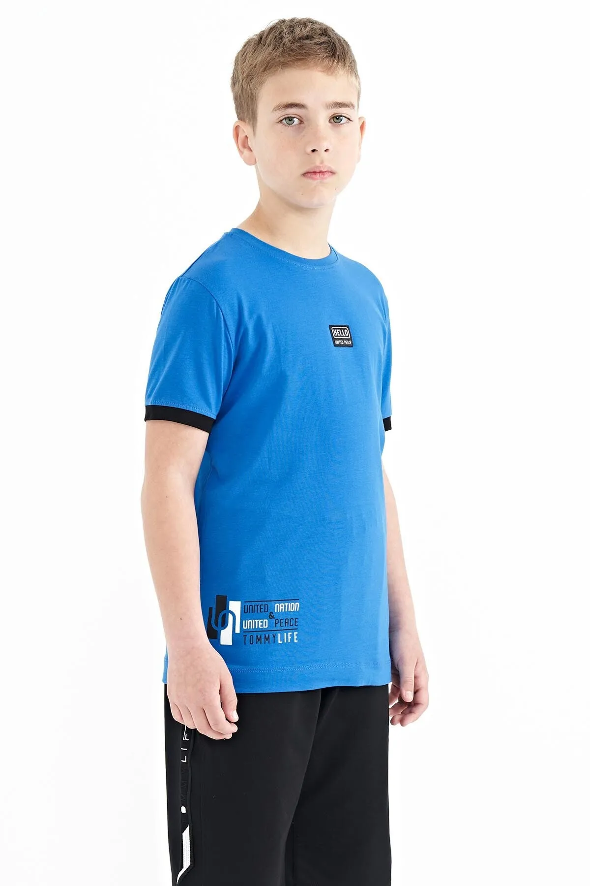 baskili standart kalip o yaka erkek çocuk t-shirt - 11097