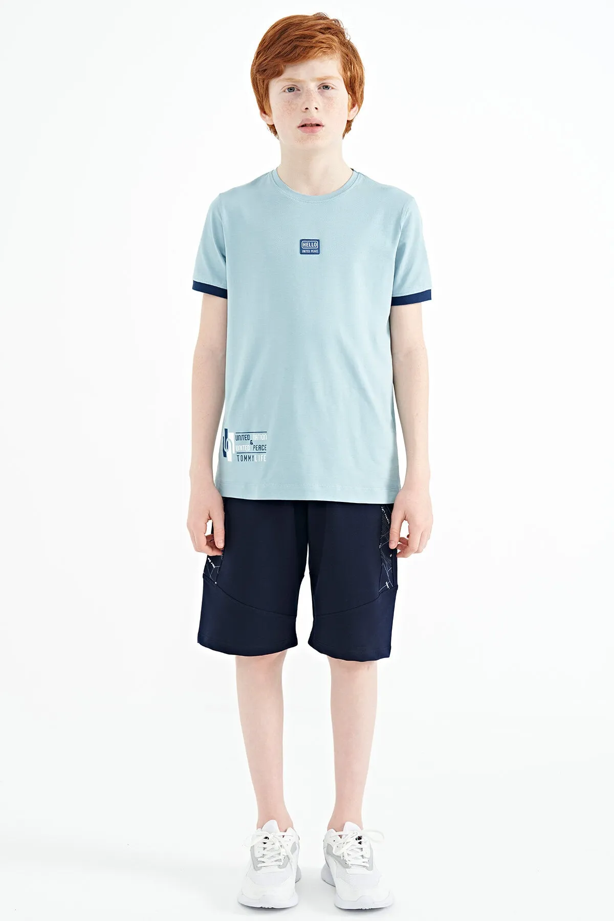 baskili standart kalip o yaka erkek çocuk t-shirt - 11097