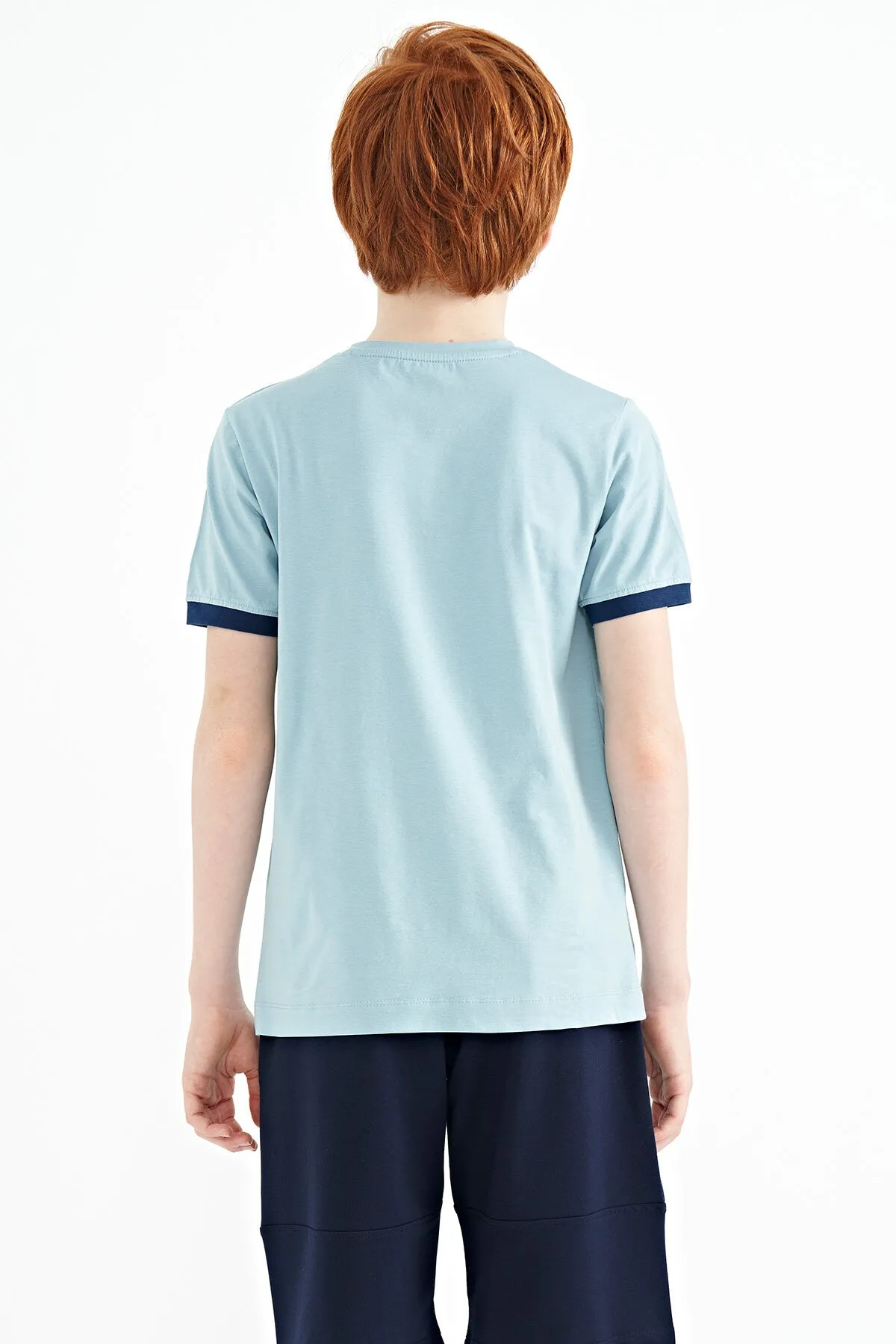 baskili standart kalip o yaka erkek çocuk t-shirt - 11097