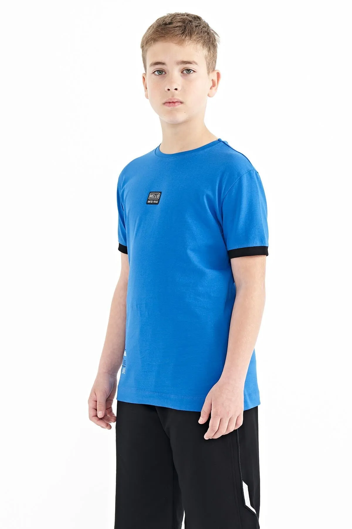 baskili standart kalip o yaka erkek çocuk t-shirt - 11097