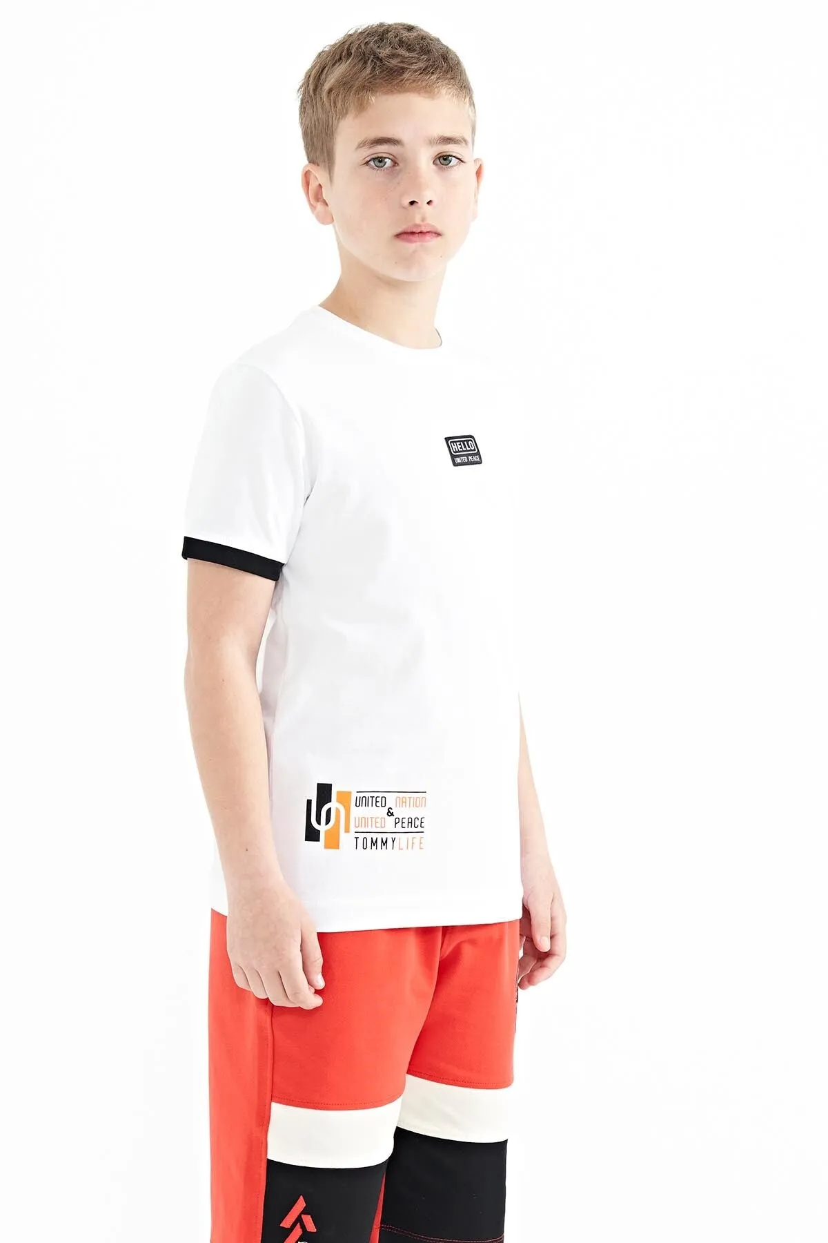 baskili standart kalip o yaka erkek çocuk t-shirt - 11097