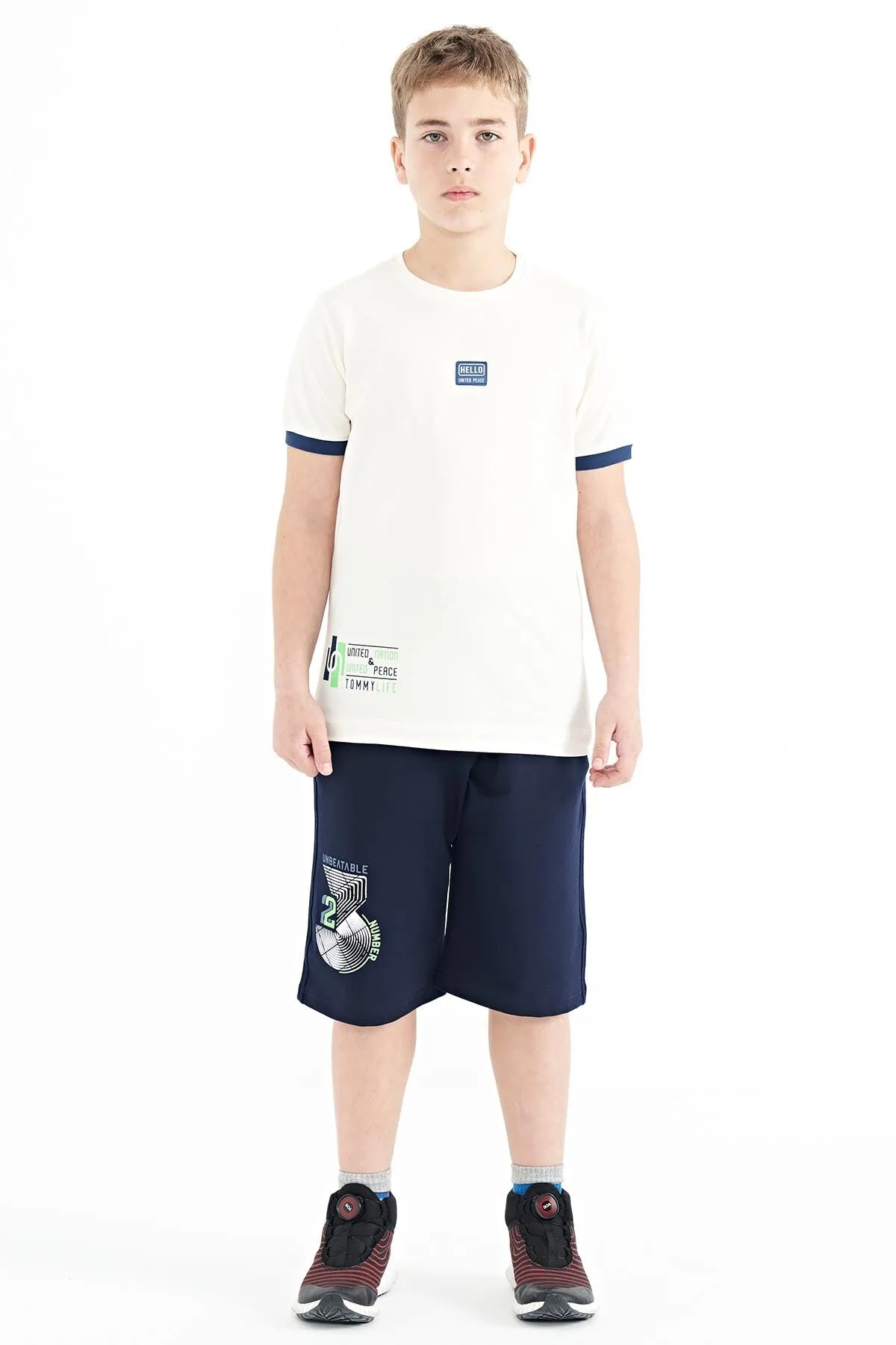 baskili standart kalip o yaka erkek çocuk t-shirt - 11097