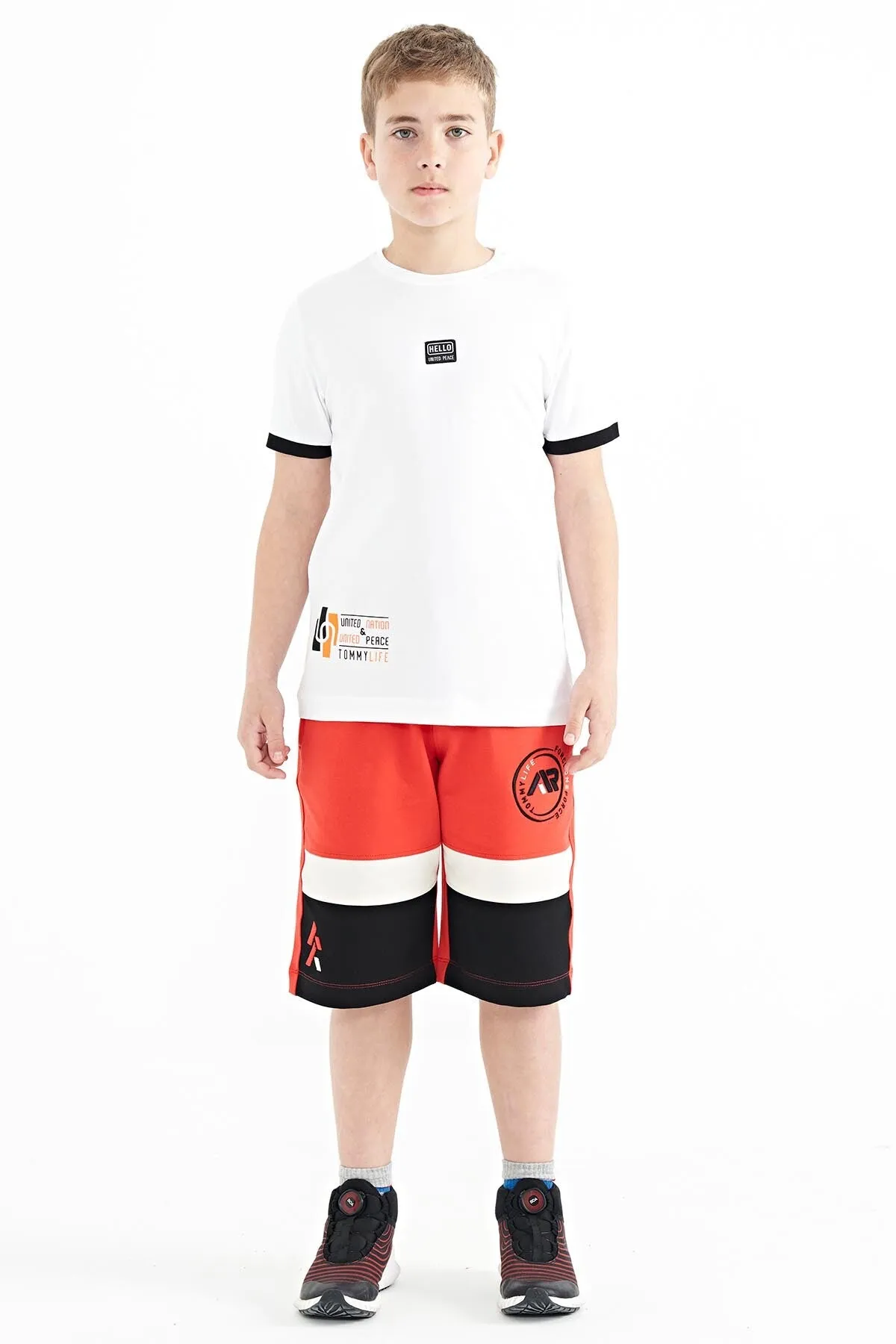 baskili standart kalip o yaka erkek çocuk t-shirt - 11097