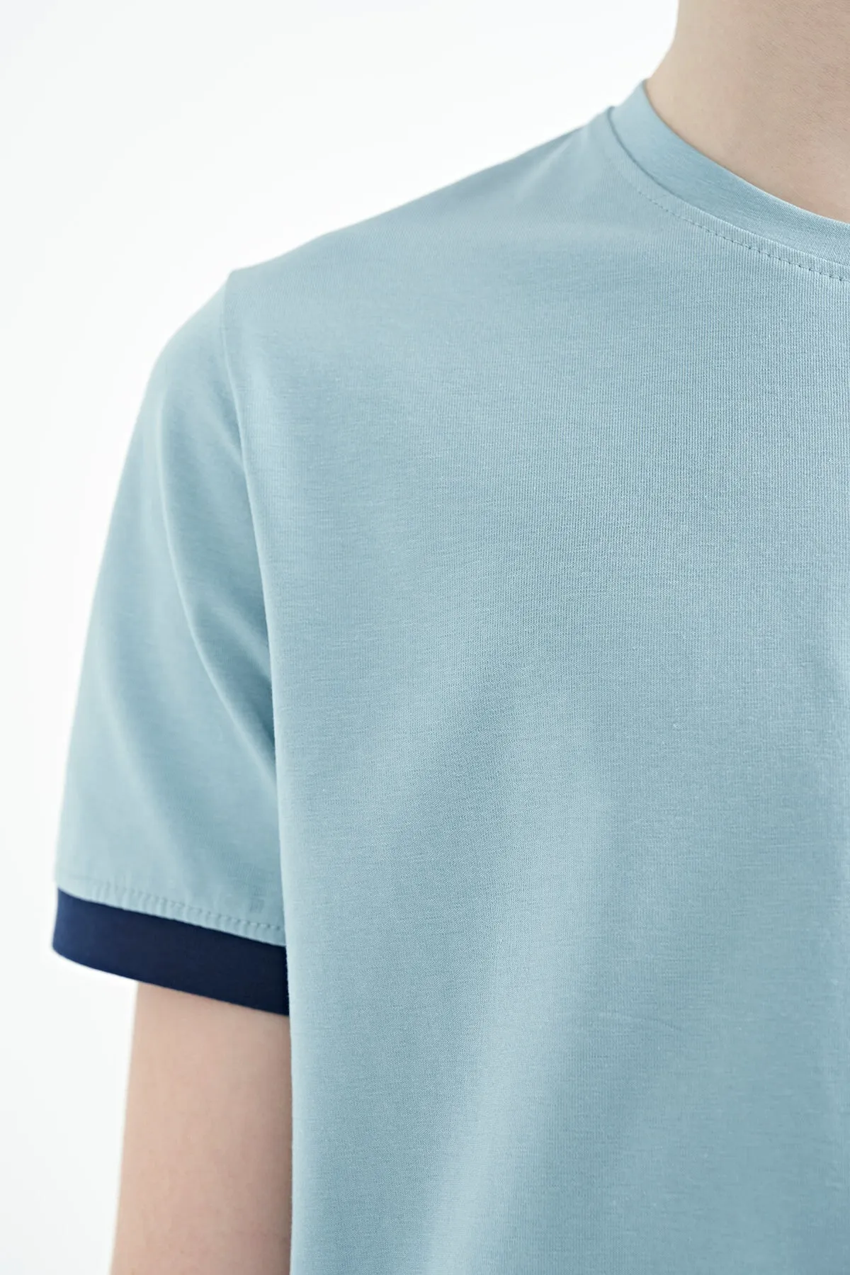 baskili standart kalip o yaka erkek çocuk t-shirt - 11097