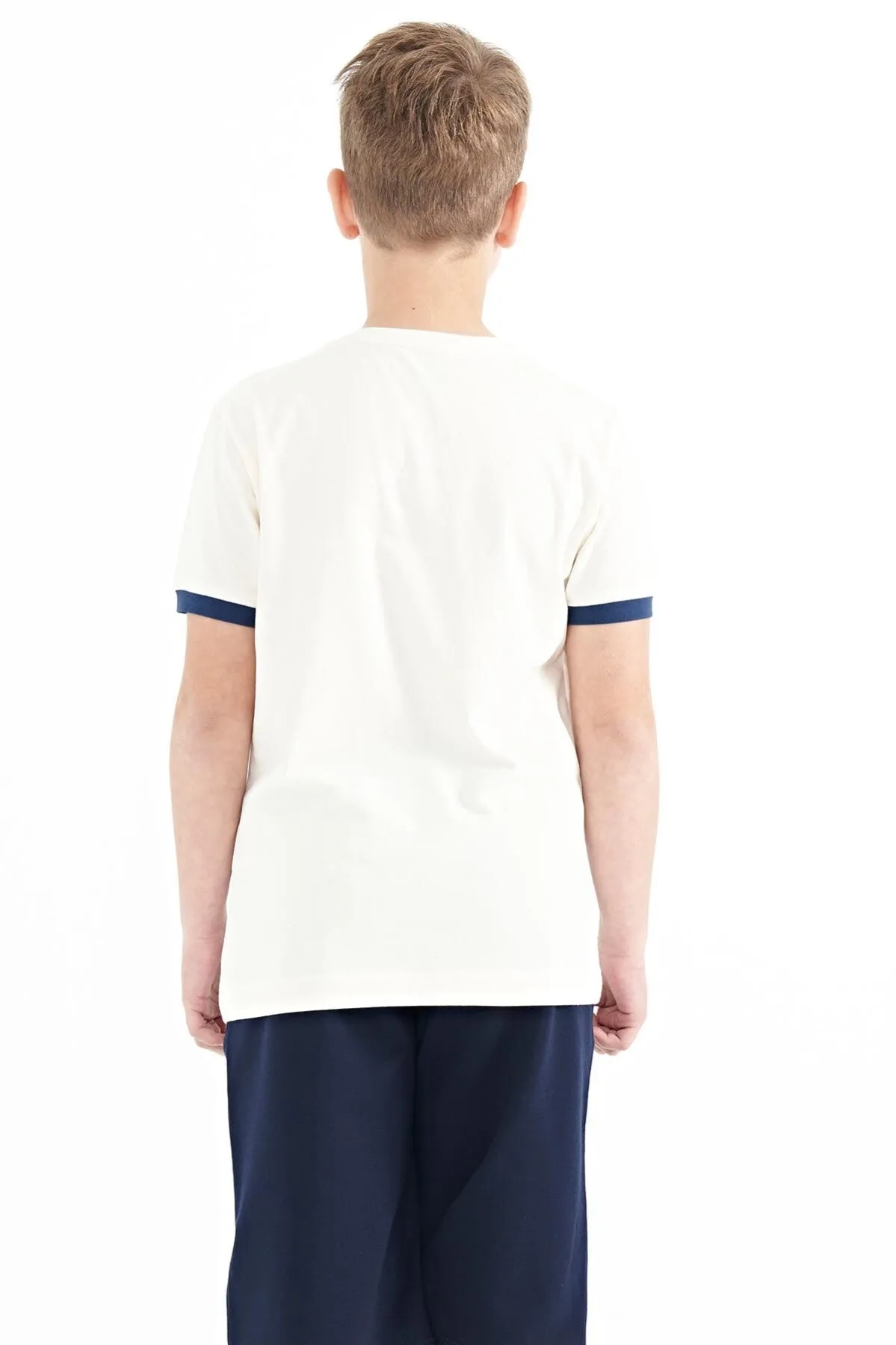 baskili standart kalip o yaka erkek çocuk t-shirt - 11097