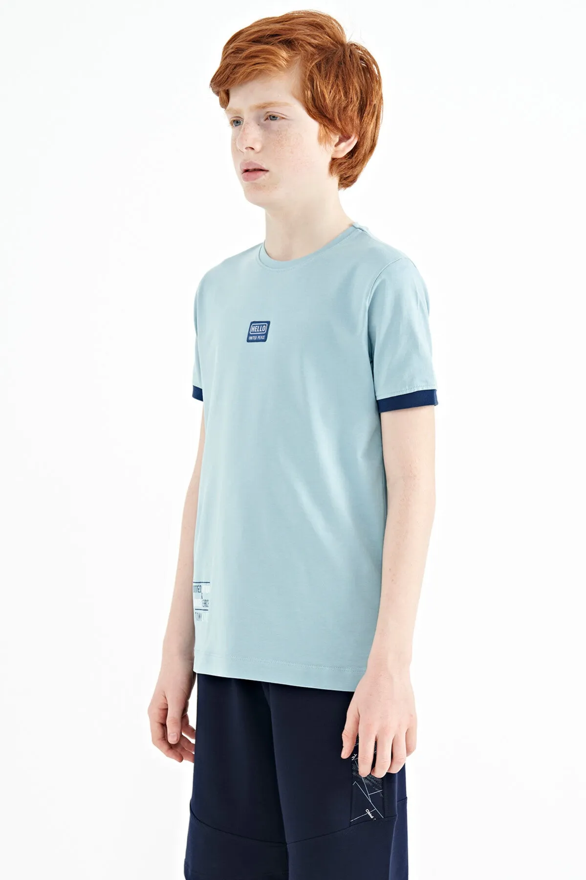 baskili standart kalip o yaka erkek çocuk t-shirt - 11097