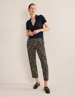 Bi-Stretch Tapered Trousers-Black, Wildflower Paisley