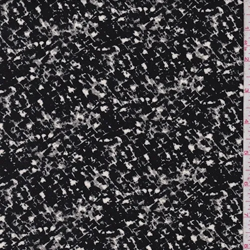 Black/Grey/White Cross Hatch Pebble Crepe Fabric
