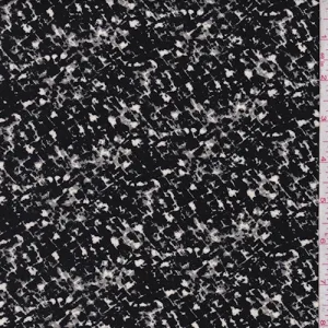 Black/Grey/White Cross Hatch Pebble Crepe Fabric
