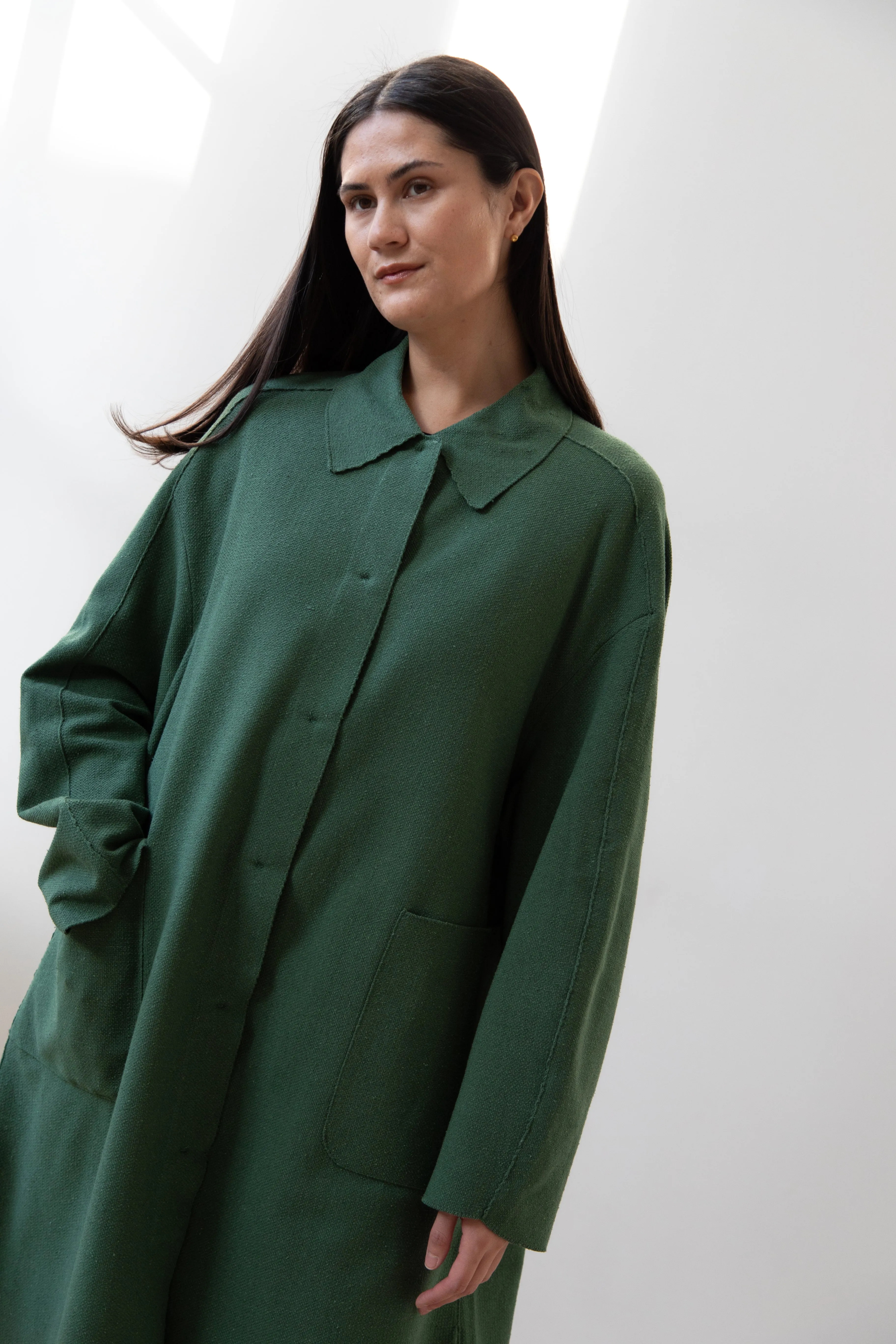 Boboutic | Trace Over Coat in Green Silk