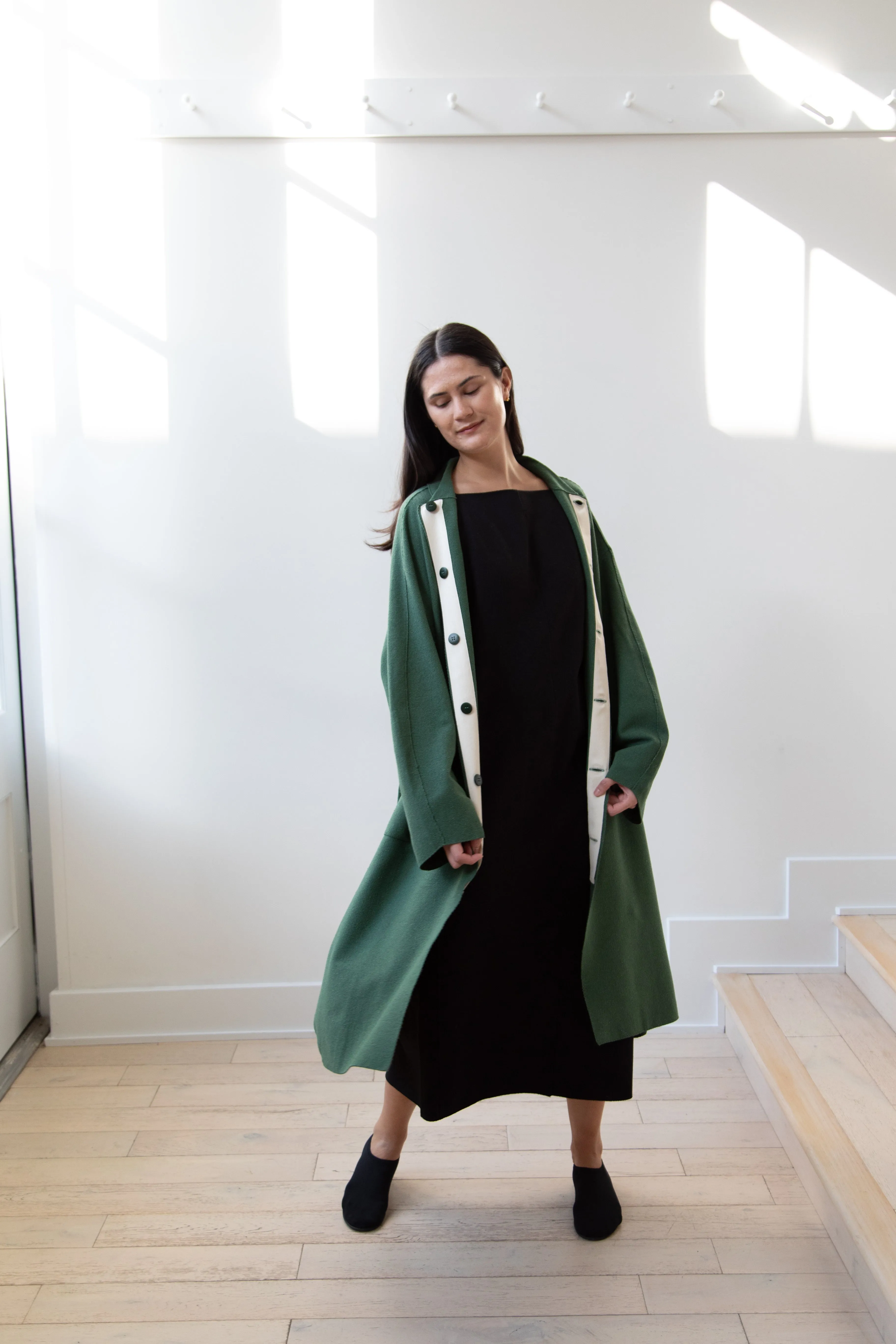 Boboutic | Trace Over Coat in Green Silk