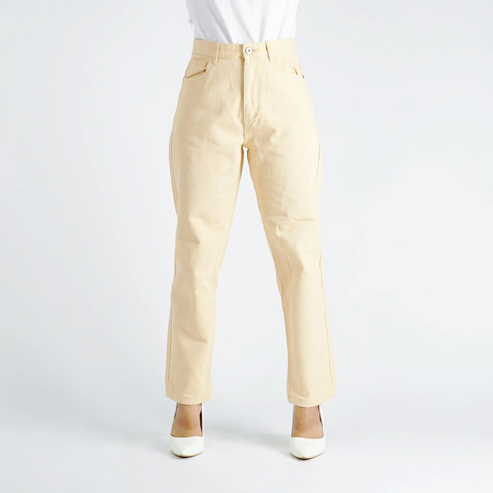 Bobson Japanese Ladies Basic Denim Mom Pants for Women Trendy fashion High Quality Apparel Comfortable Casual jeans for Women 146151-U (Peach)