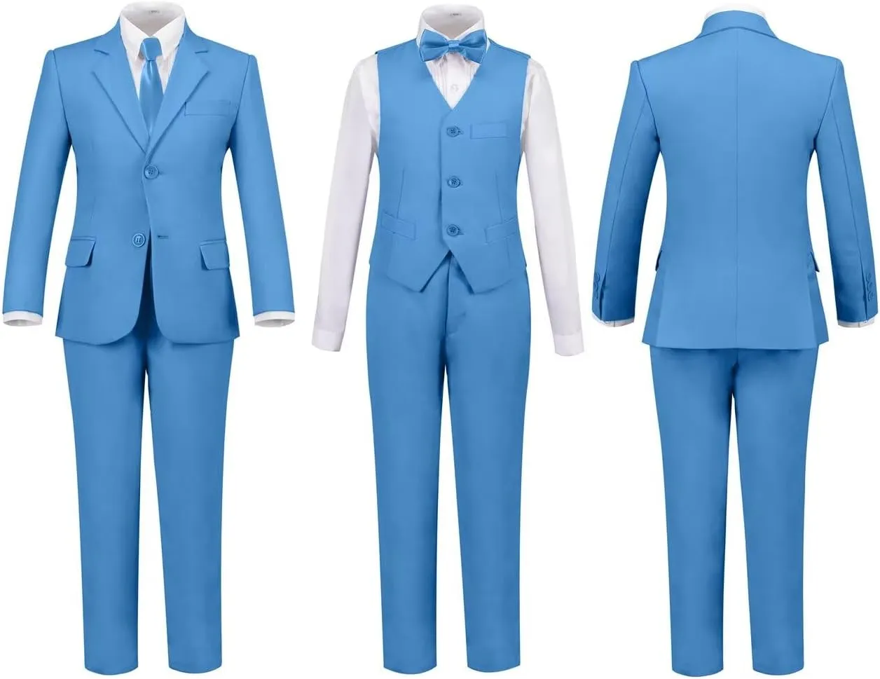 Boys Suits Set Slim Fit Kids Toddler Tux Suit for Teen Boy Wedding Outfit Communion Dress Clothes with Jacket Vest Pants Tie