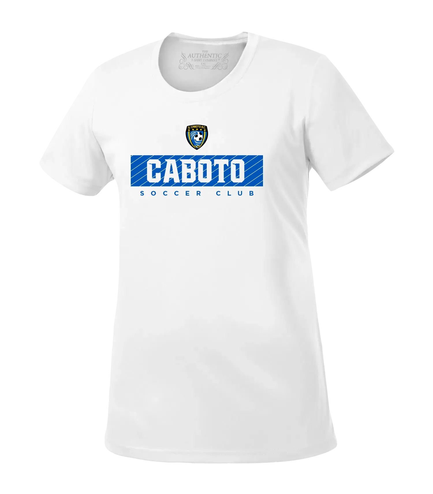 Caboto Soccer Club Block Letters Ladies Dri-Fit T-Shirt with Printed Logo