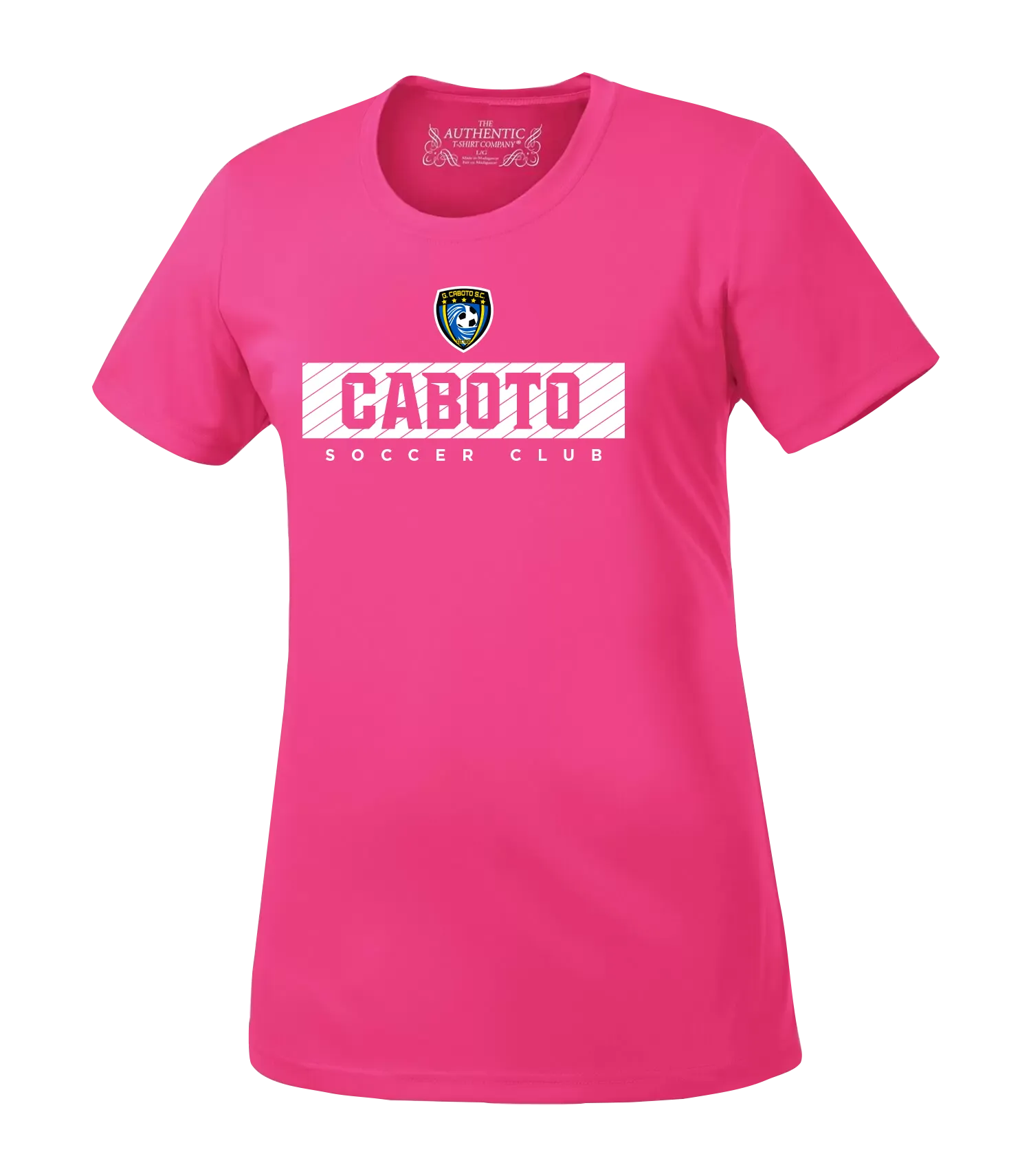 Caboto Soccer Club Block Letters Ladies Dri-Fit T-Shirt with Printed Logo