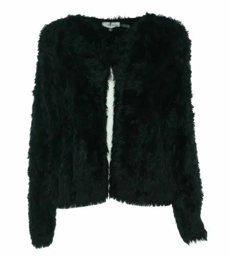 Calvin Klein Women's Fuzzy Cropped Cardigan Black Size Medium