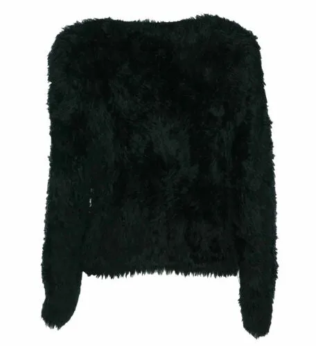 Calvin Klein Women's Fuzzy Cropped Cardigan Black Size Medium